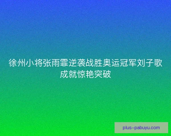 徐州小将张雨霏逆袭战胜奥运冠军刘子歌成就惊艳突破